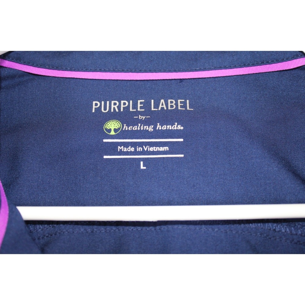 Healing Hands Purple Label Scrub Jacket Womens Large Navy Blue Full Zip Medical - Picture 4 of 9
